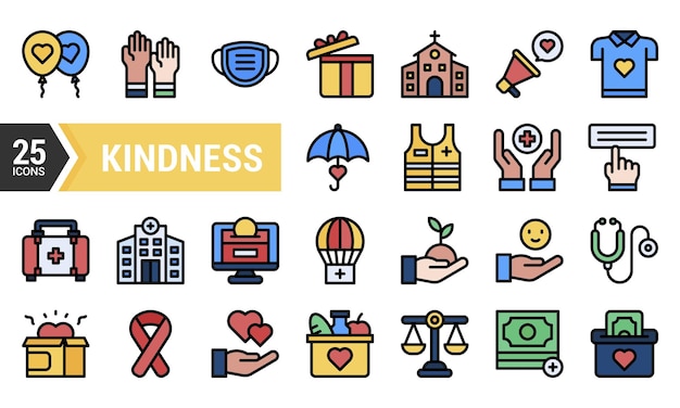 25 íconos de color lineal de bondad para el diseño de sitios web