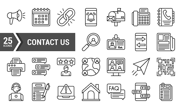 25 Iconos de diseño lineal para sitios web y aplicaciones