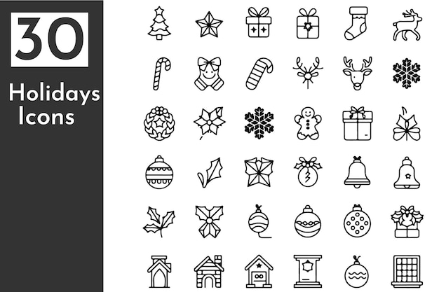 25 iconos de esquema de festividades navideñas perfectos para diseños navideños y celebraciones
