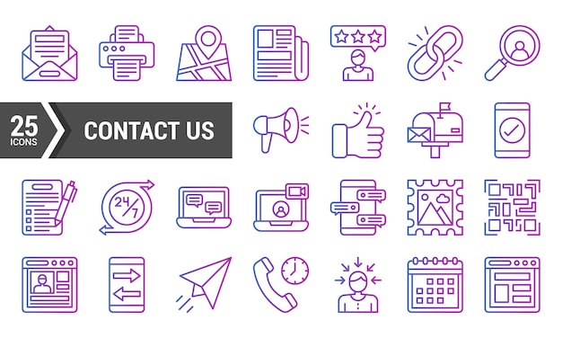 25 íconos Gradient Contact Us para el diseño de sitios web y aplicaciones