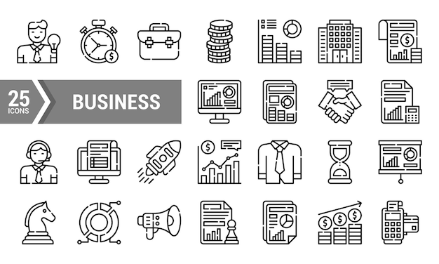 25 íconos de línea de negocios para marketing y diseño