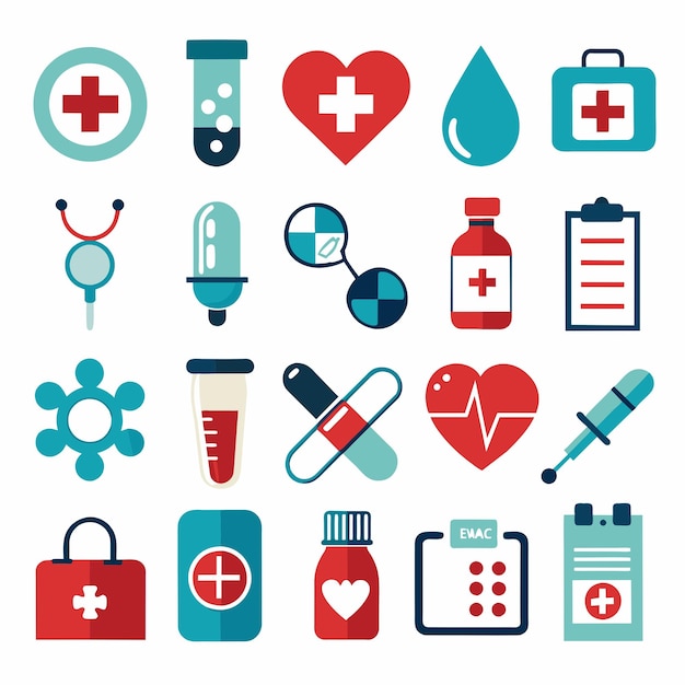 25 iconos para un médico en un estilo minimalista