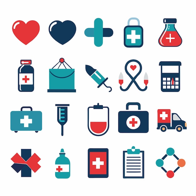 25 iconos para un médico en un estilo minimalista