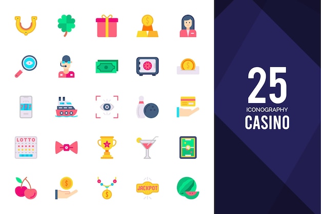 25 iconos planos de casino pack ilustración vectorial