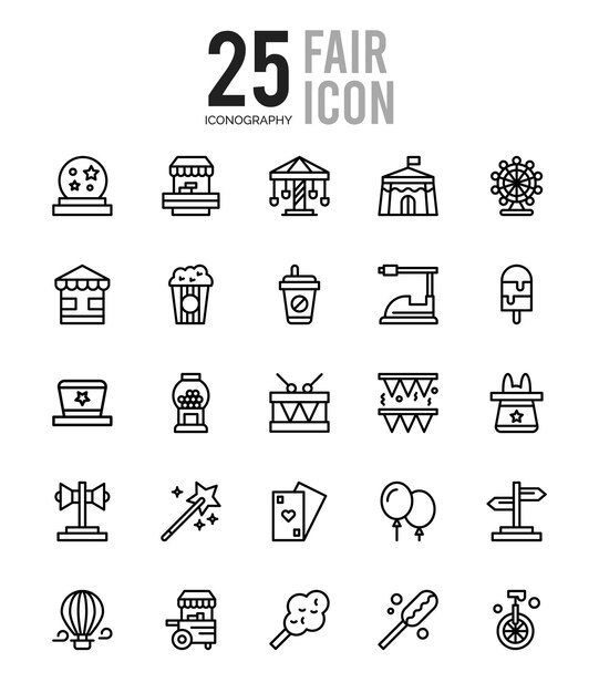 25 Ilustración de vector de paquete de iconos de color lineal justo