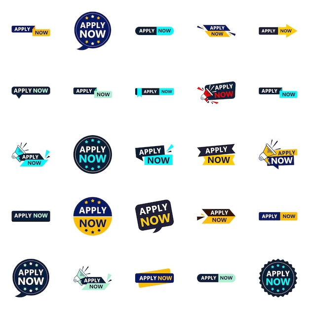 25 pancartas diversas Aplicar ahora para promover sus oportunidades
