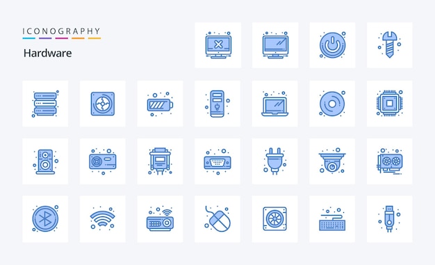 25 paquete de iconos de hardware azul
