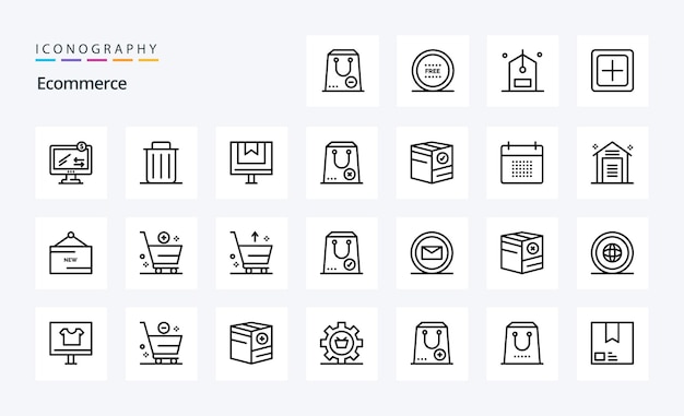 25 Paquete de iconos de línea de comercio electrónico Ilustración de iconos vectoriales