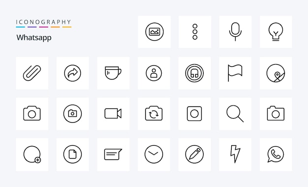 Vector 25 paquete de iconos de la línea whatsapp