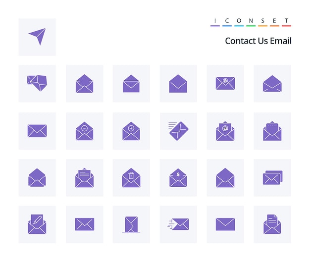 25 paquetes de iconos de glifos sólidos que incluyen correo y sobre