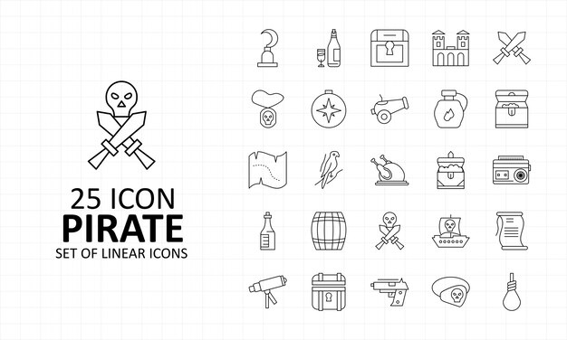 25 Pirate Icon Sheet Pixel Perfect Icons