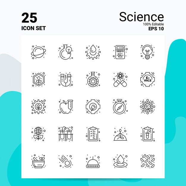 25 science icon set business logo concept ideas line icon