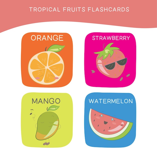 25 Tarjetas de Frutas Tropicales