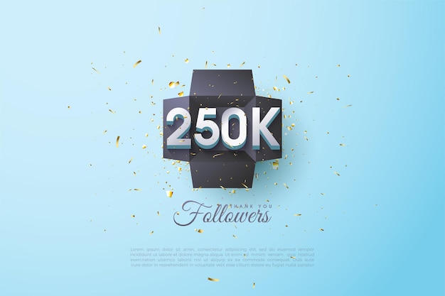 250k seguidores con ilustración de figura en caja negra