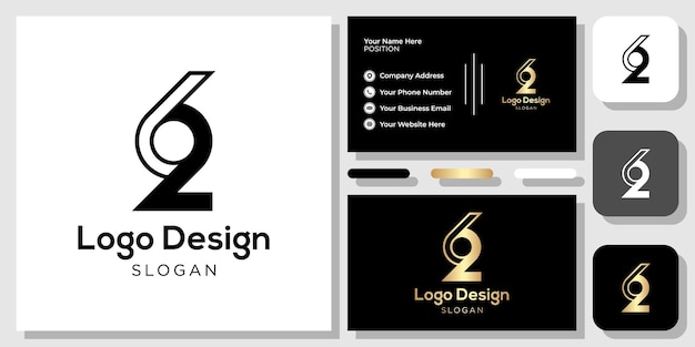 26 diseño de logotipo símbolo número oro negro con plantilla de tarjeta de visita