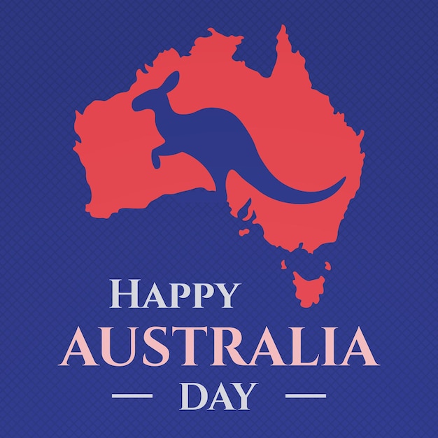 26 de enero Feliz Día de Australia Mapa de la bandera nacional australiana y cartel de fondo de canguro