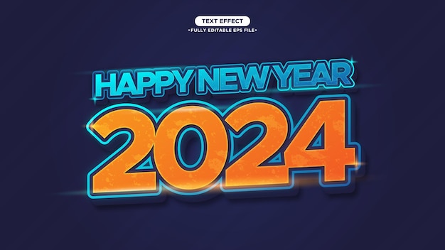 269 Feliz año nuevo 2024 Efecto de texto