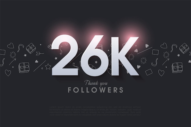 26k seguidores con efecto de brillo brillante.