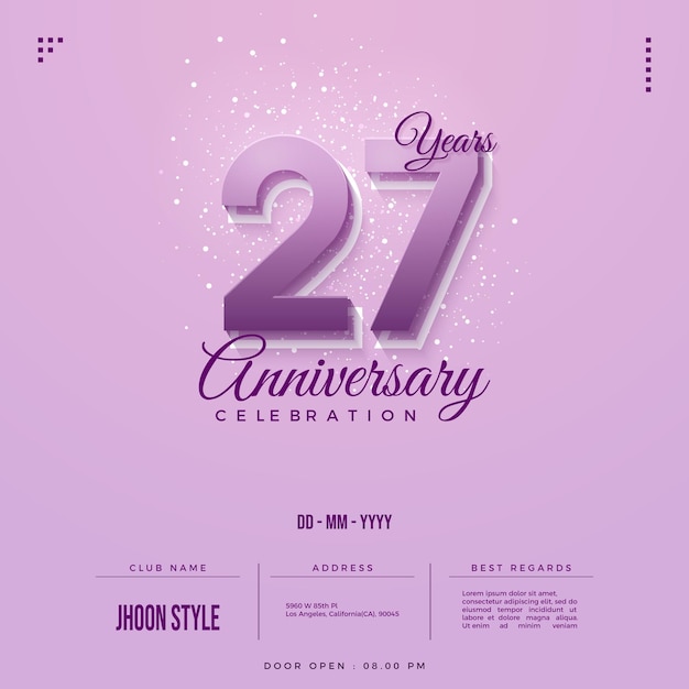 27 aniversario con concepto de color púrpura