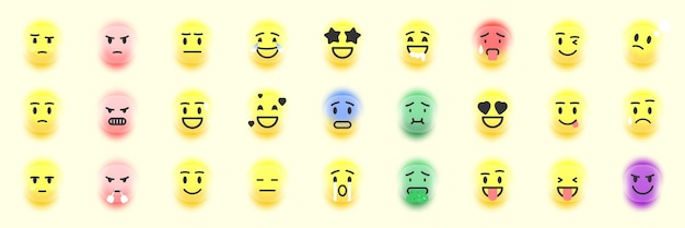 27 emojis con efecto de morfismo de cristal