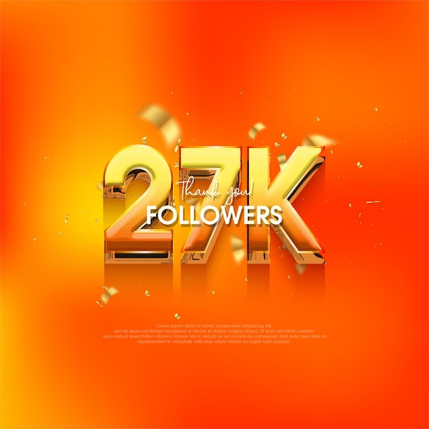 27k seguidores de discurso de fondo con un color naranja brillante y fresco