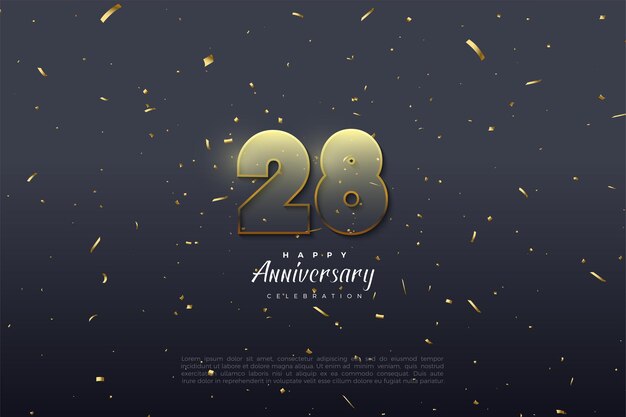 28 aniversario con números transparentes