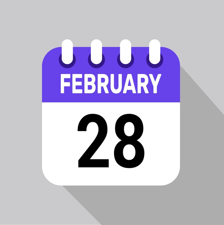 28 de febrero Iconos de calendario Página de texto Diseño web mensual