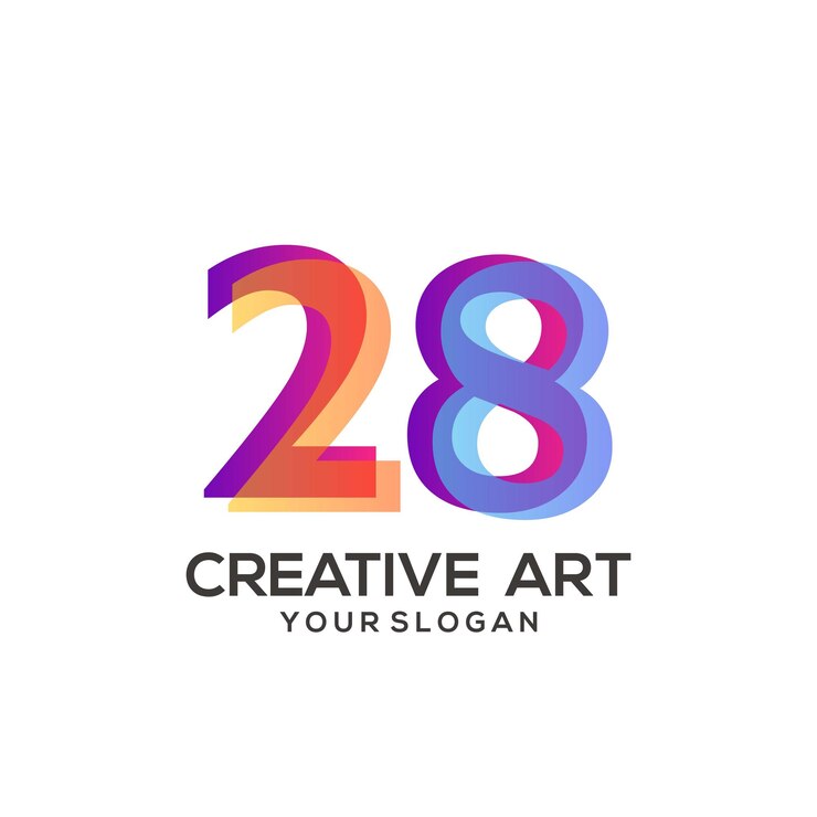 Vector 28 número logo diseño degradado colorido