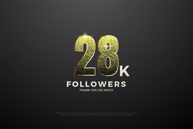 Vector 28k seguidores con números elegantes.