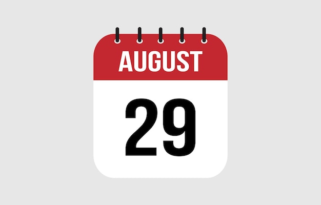 29 de agosto Calendario Ilustración vectorial del calendario de agosto