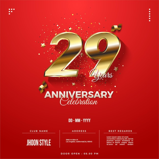 29 aniversario con elegantes chispas de brillo dorado.