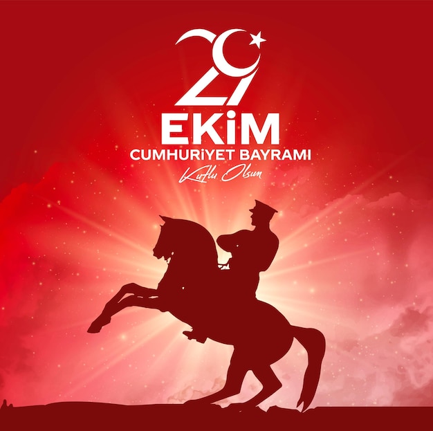 29 ekim Cumhuriyet Bayrami Día de la República de TurquíaTraducción 29 de octubre Día de la república de Turquía Vector