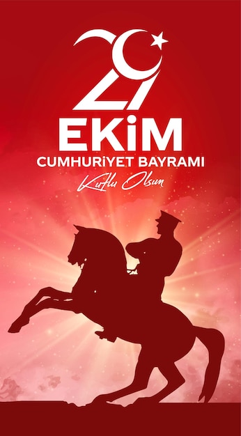 29 ekim Cumhuriyet Bayrami Día de la República de TurquíaTraducción 29 de octubre Día de la república de Turquía Vector