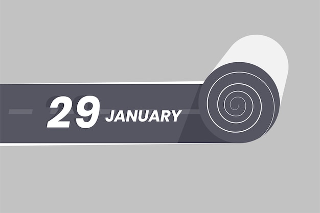 29 de enero icono del calendario rodando dentro de la carretera 29 de enero fecha mes icono ilustrador vectorial