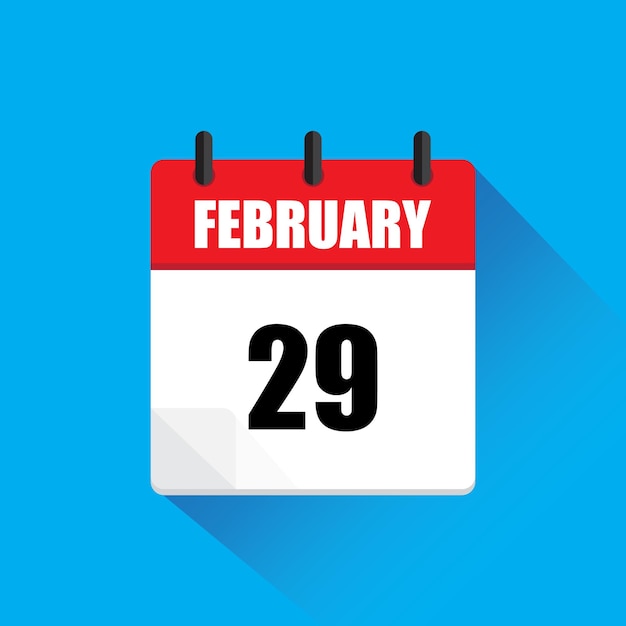 29 de febrero calendario 29 de febrero fecha icono vectorial fondo azul