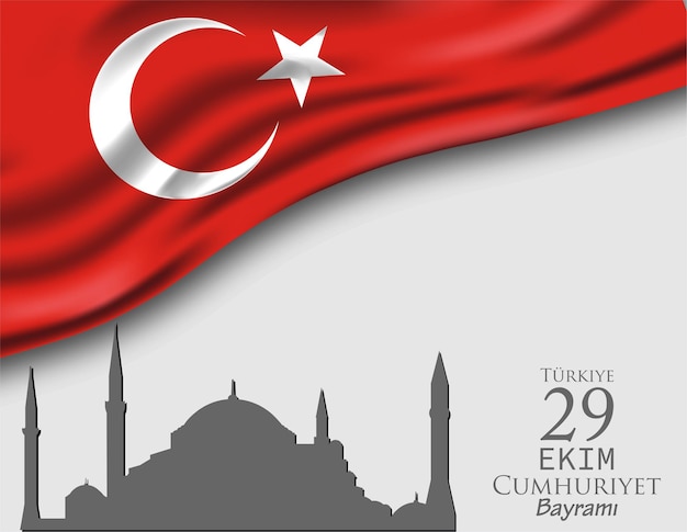 Vector 29 de octubre día de la república turquía escrito en turco 29 ekim cumhuriyet bayrami