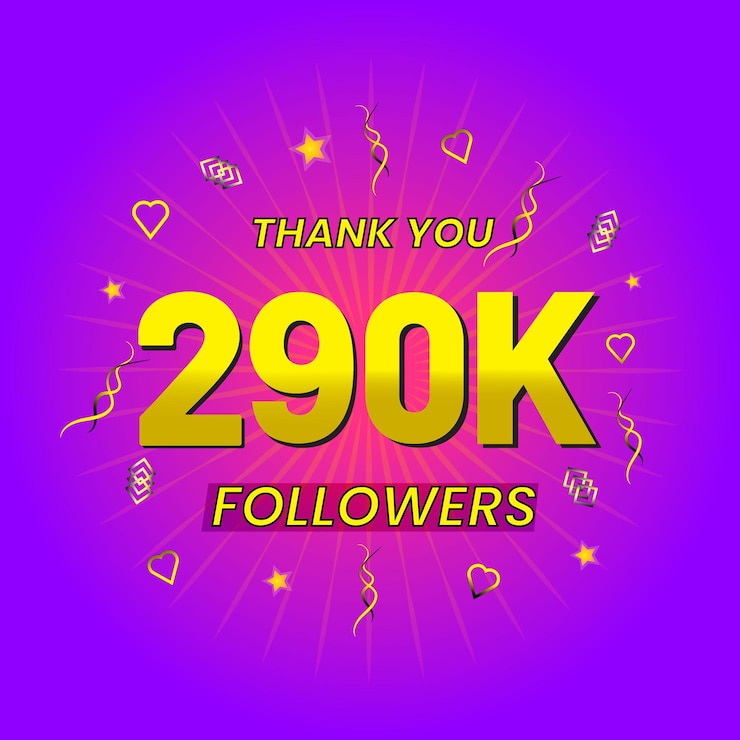 Vector 290k seguidores y conexiones de redes sociales