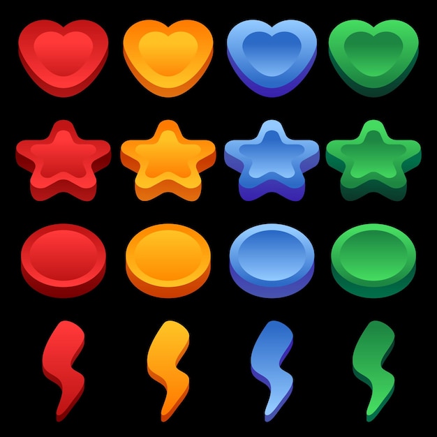 2d juego conjunto de elementos salud energía nivel estrella moneda