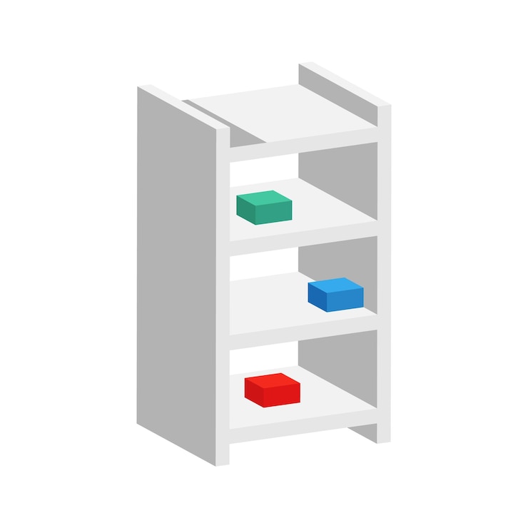 Vector a 2d style icon of shelves with partitions