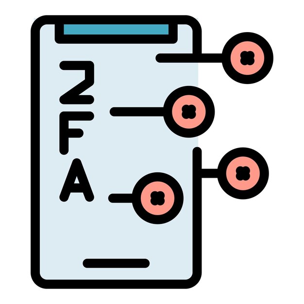 2fa icono de teléfono inteligente vector de contorno Código de inicio de sesión Contraseña múltiple color plano