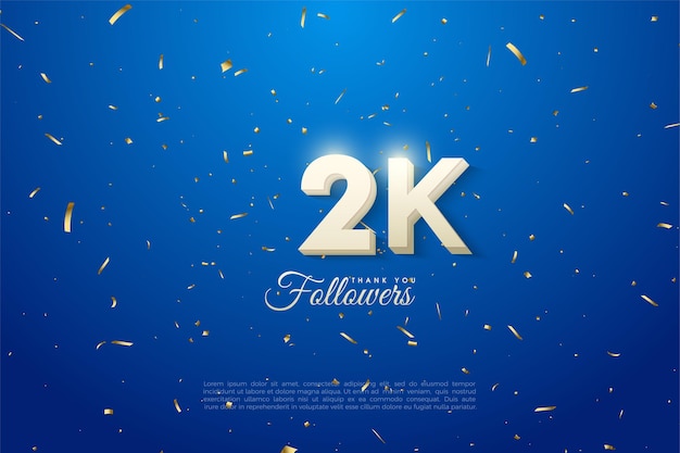 2k seguidores con números blancos en negrita sobre fondo naranja