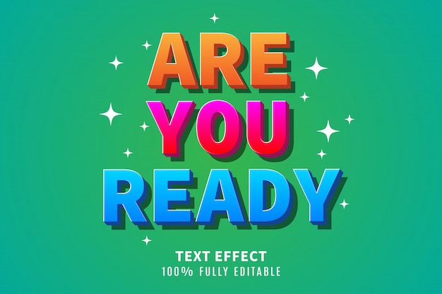 3 colores con estilo brillante, efecto de texto