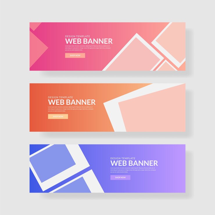 Vector 3 establecer bandera ui de color pastel. composición de forma cuadrada