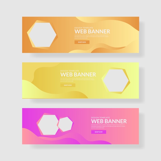 3 Establecer bandera UI de color pastel con forma de hexágono y compuesto fluido