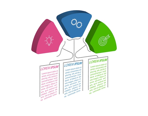 3 etapas de mejora del desarrollo o capacitación Infografías con íconos de acción visual para el plan de proyectos de finanzas comerciales o marketing