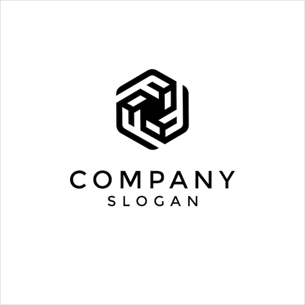 3 letras F combinadas en el logotipo del monograma del cubo