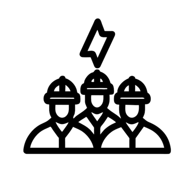 3 mineros icono negro y blanco pictograma de fondo blanco