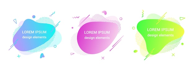 3 Moderno líquido irregular ameba blob forma elementos abstractos gráfico estilo plano diseño fluido vector