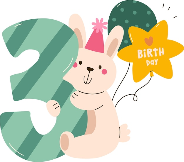 3 Número de conejo de cumpleaños