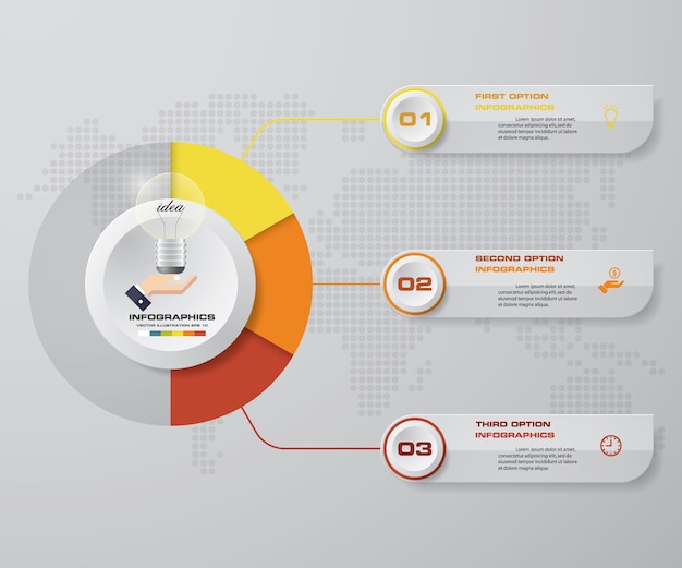 3 pasos procesar elemento de infografía.